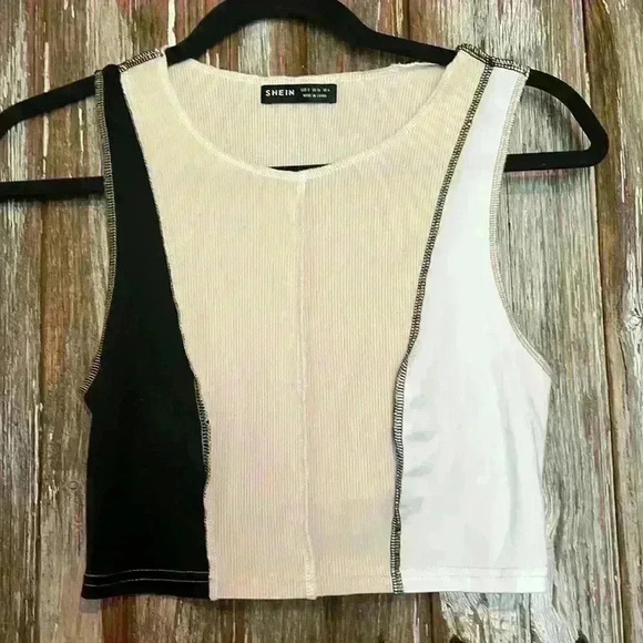EUC SHEIN COLOR-BLOCK CROP TOP - Picture 1 of 2